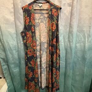 LuLaRoe Joy or Sara Textured Ribbed Sleeveless Long Cardigan Kimono Vest Size XL